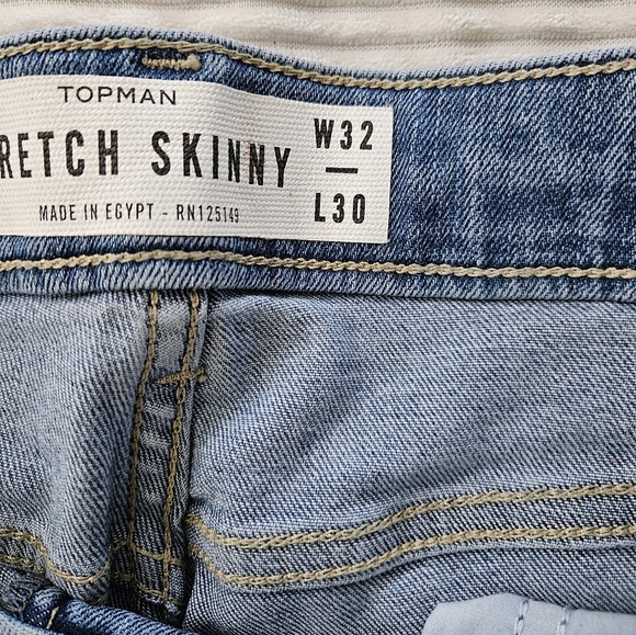 TOPMAN Classic Stretch Skinny Blue Denim Jeans. Size 10 - Picture 5 of 9